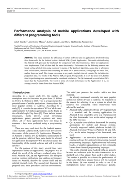 Performance Analysis of Mobile Applications Developed with Different Programming Tools