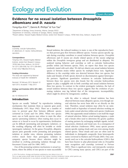 Evidence for No Sexual Isolation Between Drosophila Albomicans and D.Nasuta