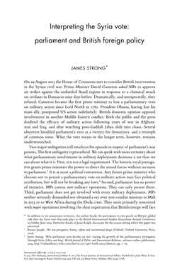 Interpreting the Syria Vote: Parliament and British Foreign Policy