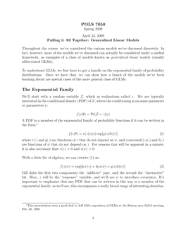 POLS 7050 the Exponential Family