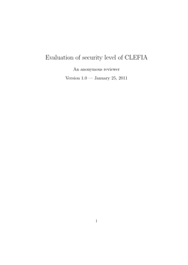 Evaluation of Security Level of CLEFIA