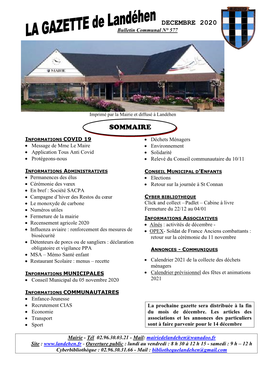 DECEMBRE 2020 Bulletin Communal N° 577