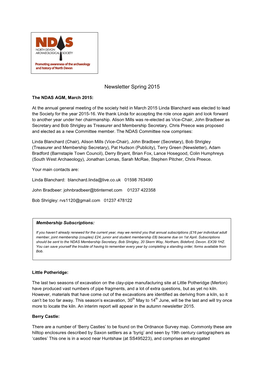 Newsletter Spring 2015