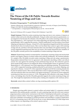 The Views of the UK Public Towards Routine Neutering of Dogs and Cats