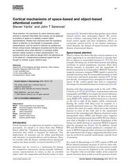 Cortical Mechanisms of Space-Based and Object-Based Attentional Control Steven Yantis� and John T Serencesy