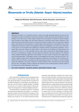 Bioaerosols on Tri-City (Gdańsk–Sopot–Gdynia) Beaches