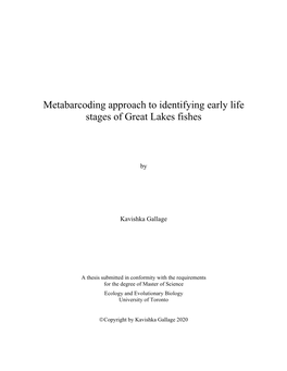 Metabarcoding Approach to Identifying Early Life Stages of Great Lakes Fishes