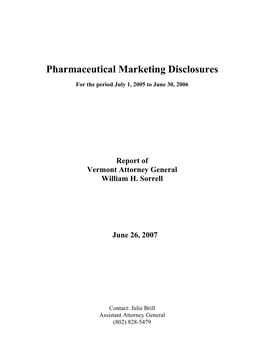 FY06 Pharmaceutical Marketing Disclosures Report