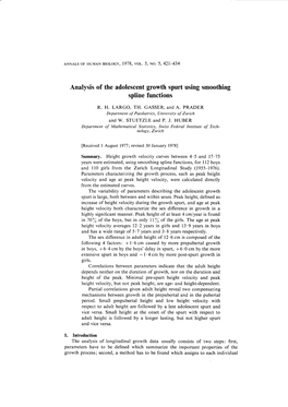 Analysis of the Adolescent Growth Spurt Using Smoothing Spline