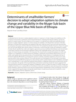 Determinants of Smallholder Farmers' Decision to Adopt Adaptation