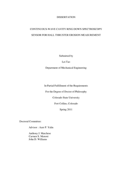 Dissertation Continuous-Wave Cavity