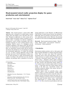 Head-Mounted Mixed Reality Projection Display for Games Production and Entertainment