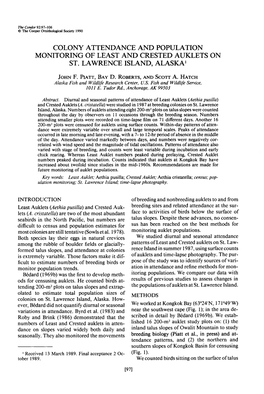 Colony Attendance and Population Monitoring of Least and Crested Auklets on St