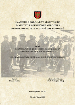 Akademia E Forcave Të Armatosura Fakulteti I Sigurisë Dhe Mbrojtjes Departamenti I Strategjisë Dhe Historisë
