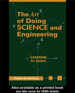 The Art of Doing Science and Engineering: Learning to Learn 1