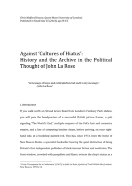 History and the Archive in the Political Thought of John La Rose