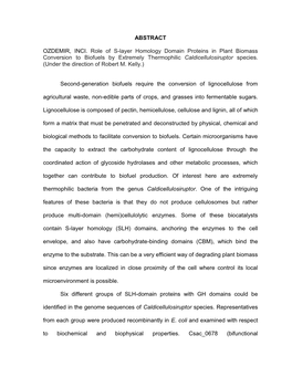 ABSTRACT OZDEMIR, INCI. Role of S-Layer Homology Domain