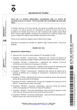 Acta De La Junta De Govern Local De 24 De Setembre De 2020