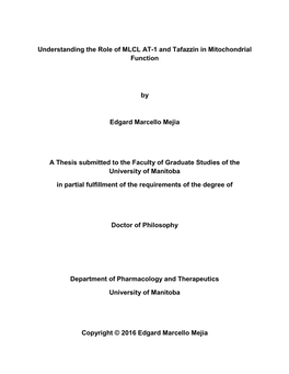 Understanding the Role of MLCL AT-1 and Tafazzin in Mitochondrial Function