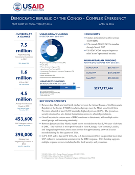 Fact Sheet #2, Fiscal Year (Fy) 2016 April 26, 2016