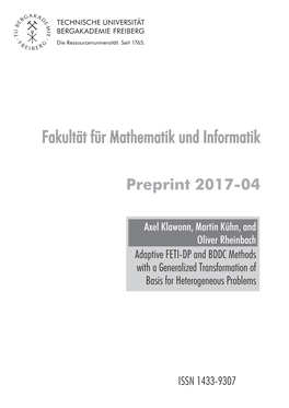 Fakultät Für Mathematik Und Informatik