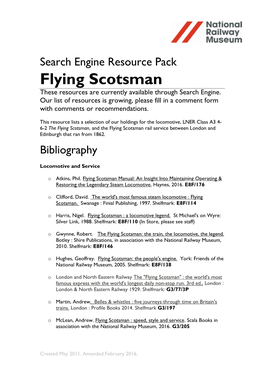 Flying Scotsman These Resources Are Currently Available Through Search Engine