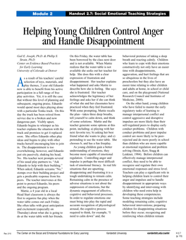 Helping Young Children Control Anger and Handle Disappointment