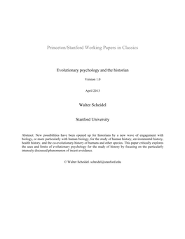 Princeton/Stanford Working Papers in Classics