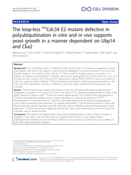 The Loop-Less Cdc34 E2 Mutant Defective in Polyubiquitination In