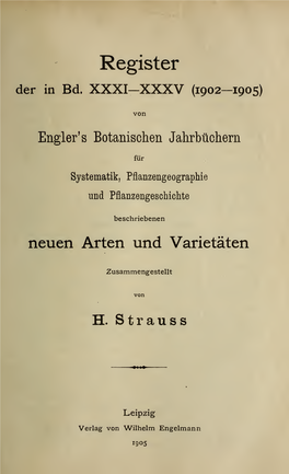 Botanische Jahrbücher Für Systematik, Pflanzengeschichte