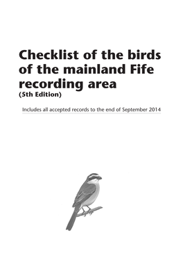 Checklist of the Birds of the Mainland Fife Recording Area (5Th Edition)