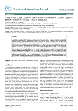 Heavy Metals (Lead, Cadmium and Nickel) Concentration in Different