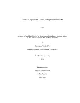 Response of Grapes to 2,4-D, Dicamba, and Glyphosate Simulated Drift