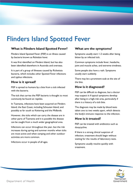 Flinders Island Spotted Fever Fact Sheet