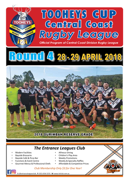 TOOHEYS CUP Central Coast Rugby League Official Program of Central Coast Division Rugby League