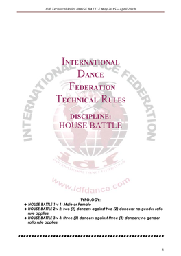 IDF Technical Rules HOUSE BATTLE May 2015 – April 2018