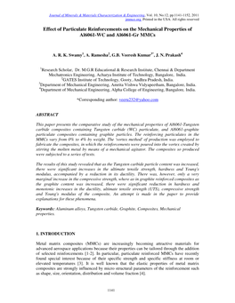 Effect of Particulate Reinforcements on the Mechanical Properties of Al6061-WC and Al6061-Gr Mmcs