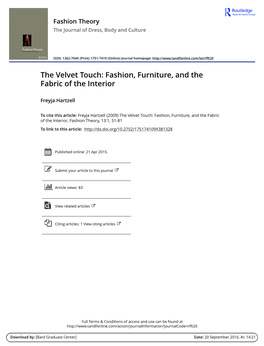 The Velvet Touch: Fashion, Furniture, and the Fabric of the Interior