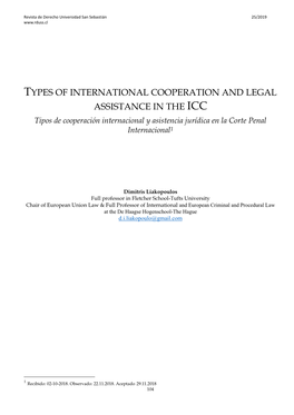ASSISTANCE in the ICC Tipos De Cooperación Internacional Y Asistencia Jurídica En La Corte Penal Internacional1