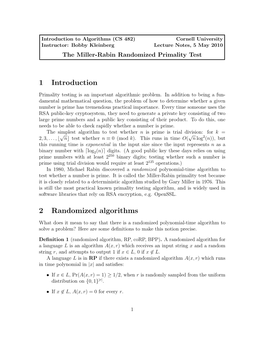 The Miller-Rabin Randomized Primality Test