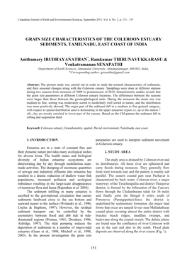 Grain Size Characteristics of the Coleroon Estuary Sediments, Tamilnadu, East Coast of India