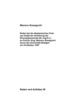 Mamoru Kawaguchi Reden Und Aufsätze 59