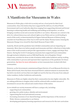 A Manifesto for Museums in Wales