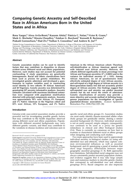 Comparing Genetic Ancestry and Self-Described Race in African Americans Born in the United States and in Africa