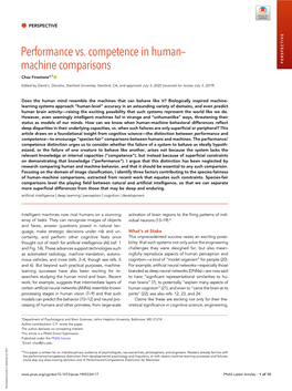 Performance Vs. Competence in Human– Machine Comparisons