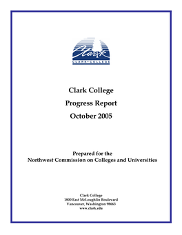 Clark College Progress Report October 2005