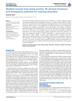 Skeletal Muscle Heat Shock Protein 70: Diverse Functions and Therapeutic Potential for Wasting Disorders