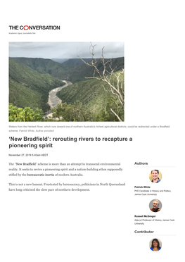 New Bradfield’: Rerouting Rivers to Recapture a Pioneering Spirit