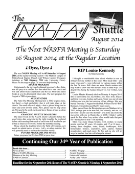 August 2014 NASFA Shuttle