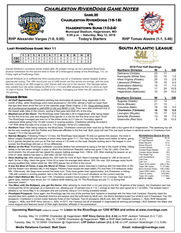 Charleston Riverdogs Game Notes